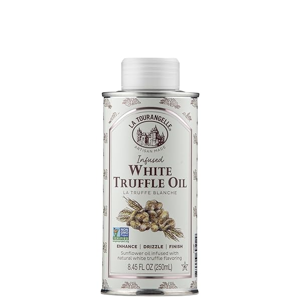 LA TOURANGELLE, WHITE TRUFFLE OIL, COMPLEX GOURMET EARTHY FLAVOR FOR DRIZZLING OVER PASTA, POPCORN, VEGETABLES, POTATOES, SOUP AND MORE, 8.45 FL OZ