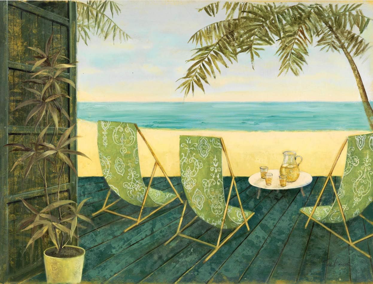 LIZELUO Children'S Wooden Jigsaw Puzzle 500 Pieces Beach Lounge Chairs And Beer Creative Crossword Game Modern Home Decoration Unique Gift