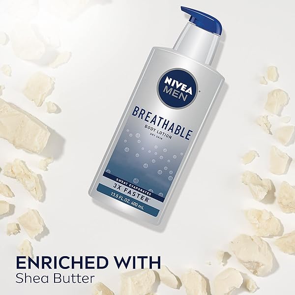 NIVEA MEN BREATHABLE BODY LOTION, 48 HOUR HYDRATING LOTION FOR MEN, 13.5 FL OZ BOTTLE