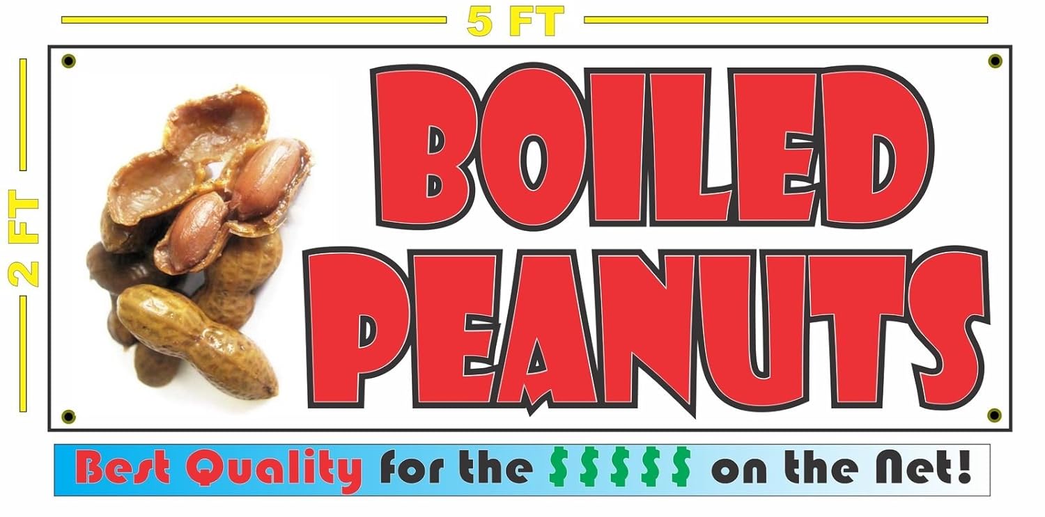 Boiled Peanuts 2x5 Banner sign Full Color Grocery