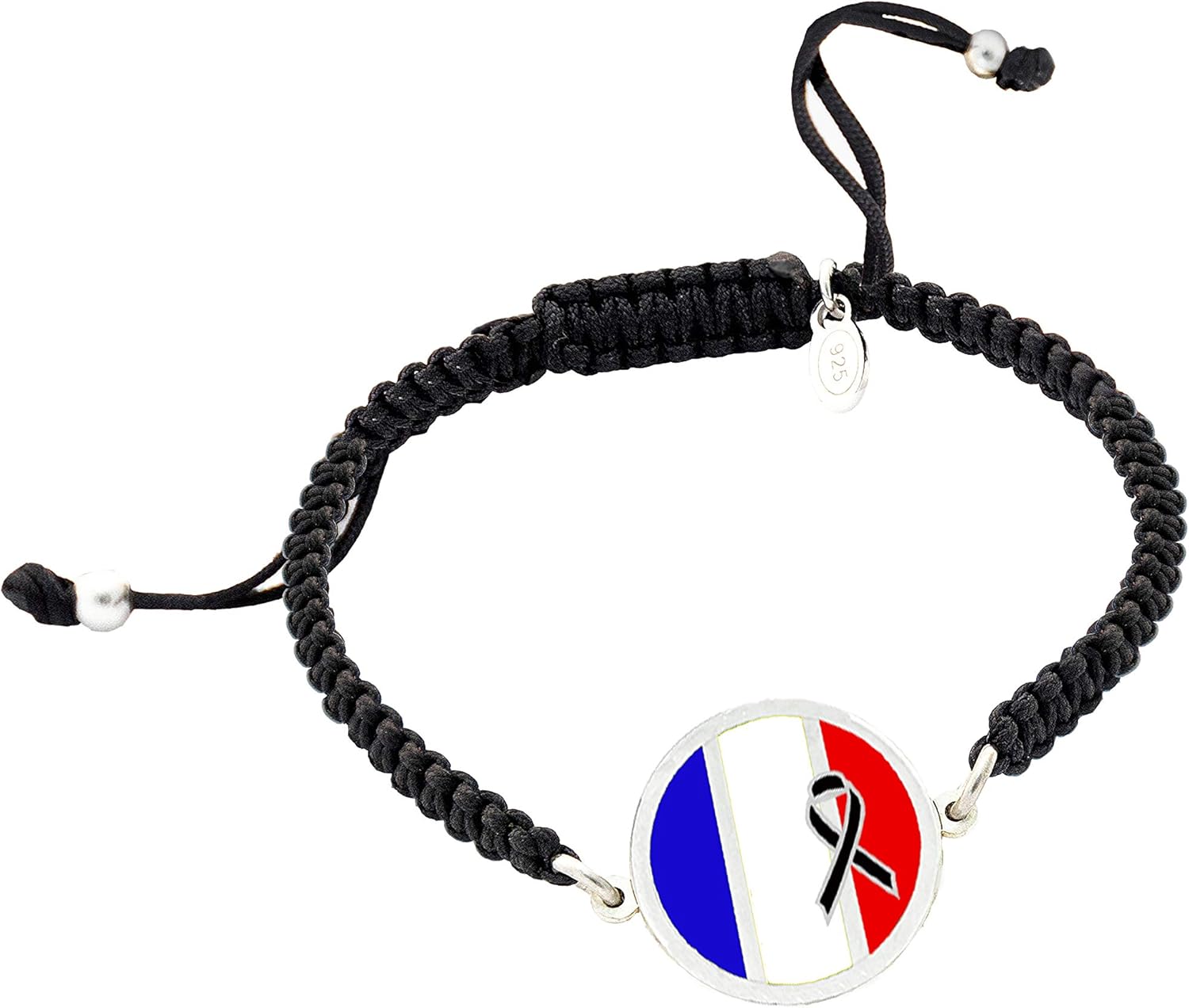 Bracelet with French Flag Black Crespoon Men's Bracelet Women's