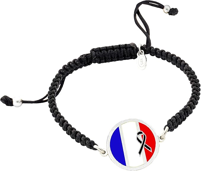 Bracelet with French Flag Black Crespoon Men's Bracelet Women's