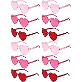 Flutesan 42 Pairs Valentine's Day Heart Shaped Sunglasses Bulk for Women Y2k Trendy Rimless Clear Heart Party Favor Glasses