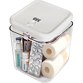 Seggmntree Small Lock Box for Safe Medication,Clear Lock Box with Combination Code,Locked Medicine for Pills First Aid,Lockable storage box for Snack/Fridge/Food/Phone medicine Organizer 5.5x5.5x4.9