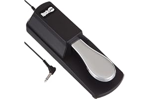 RockJam 6.35mm Sustain Pedal for Electronic Keyboards and Digital Pianos with Polarity Switch, Anti-Slip Rubber Bottom and 5.9 ft. Cable