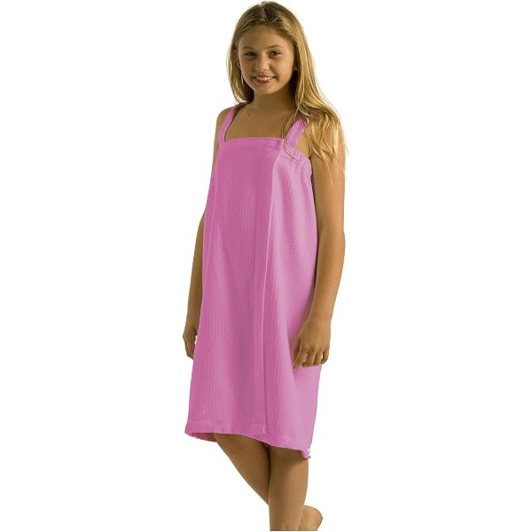 Elastic Bath Robe Girls Bath Towel Dress With Bow - Microfiber Wrap For Height 3.9-4.9ft Kids Bathrobe Dress With Bow