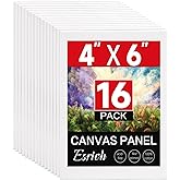 ESRICH 16 Pack 4x6 Inch Small Canvases for Painting, Painting Canvas 4x6 Inch Cotton Primed Acid Free Mini Blank Canvas Panels for Oil Paint,Watercolor,Acrylic Paint, Gouache, Tempera