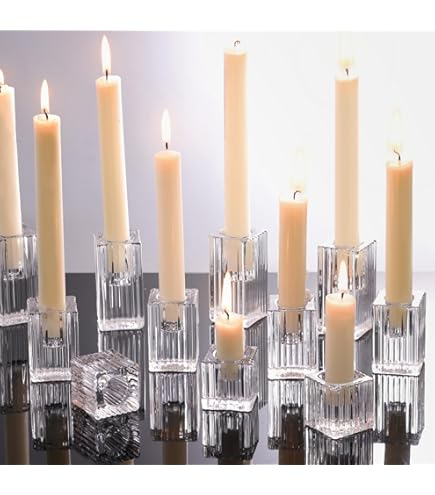 Koyal Wholesale Kerzenhalter Vintage – 12 Stück, Glas, Transparent, Verschiedene Größen
