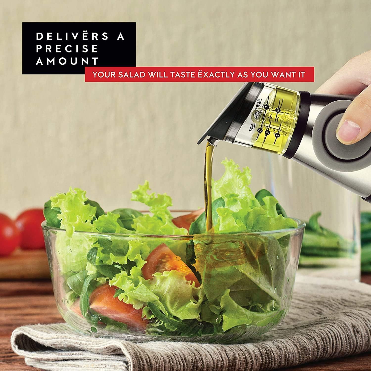 DWËLLZA KITCHEN Olive Oil Dispenser Bottle and Olive Oil Sprayer for Cooking Set – Oil Mister Bottle 6 OZ and Glass Oil Bottle 17 OZ with Measurements Drip-Free Spout Stainless Steel: Kitchen & Dining