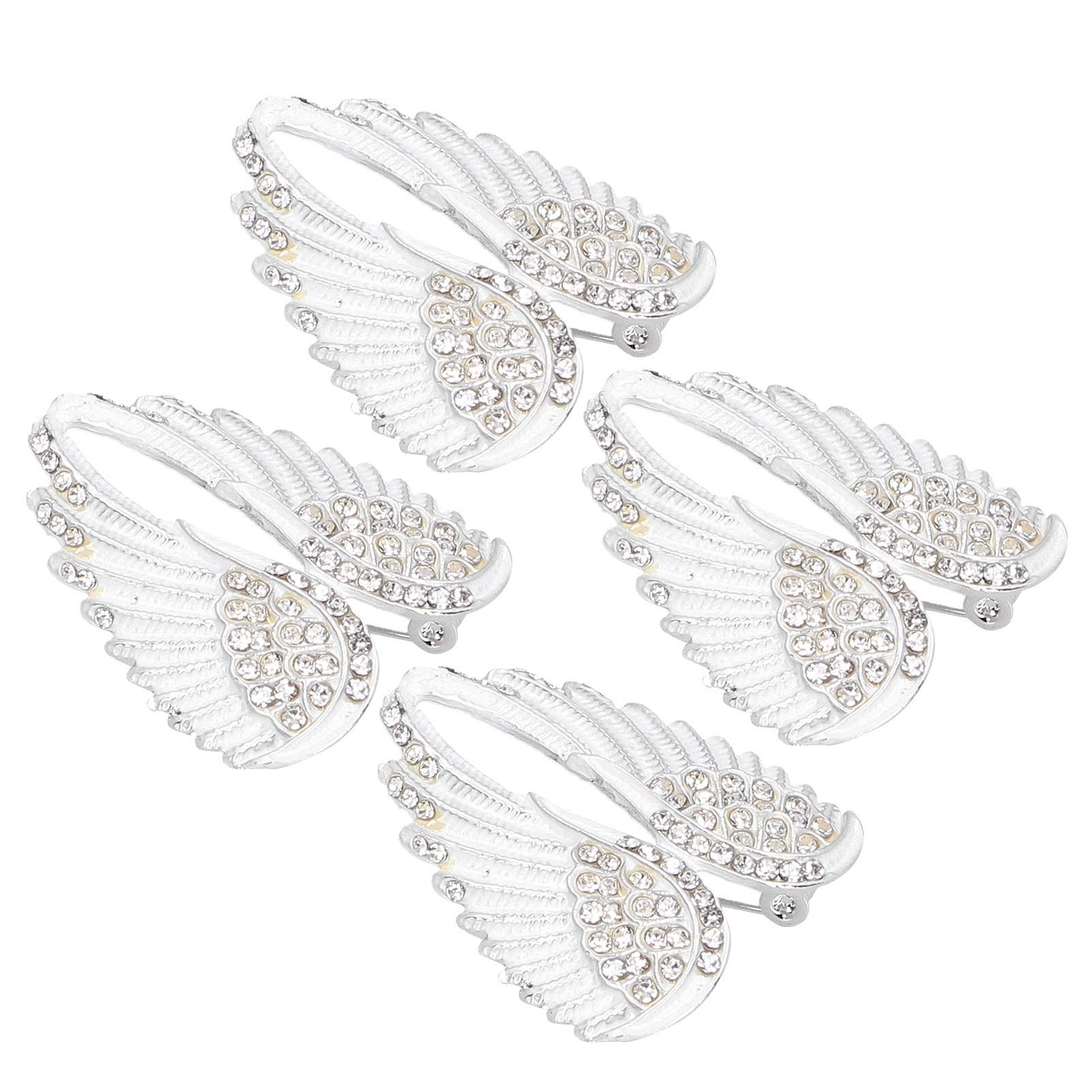 4Pcs Angel Pendant Pin Brooches, Crystal Angel Bling Pin Brooches Pendants Jewelry Accessory(White)