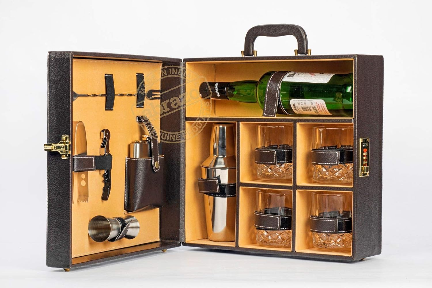 Buy Abrazo Faux Leather Portable Bar Set Portable Bar Set Bar Tool