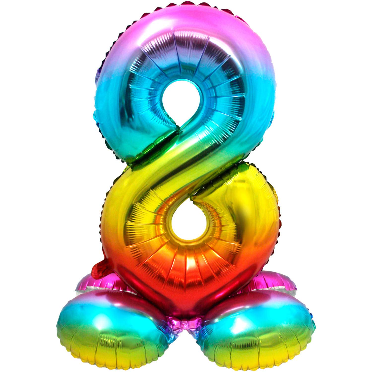 Folat 64298 Foil Balloon Number 8, Rainbow with Base, Costumes