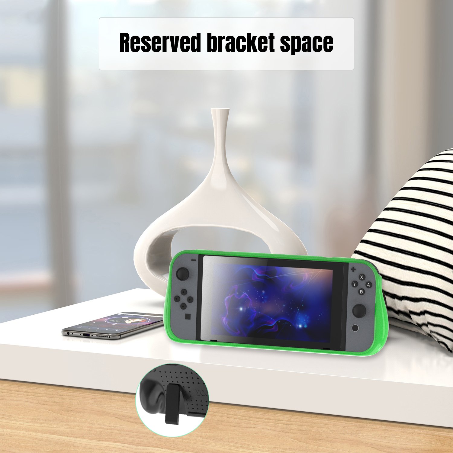 Protective Case for Nintendo Switch, Comfortable Soft TPU Full Body Protection Shock Absorption Heat Dissipation Design Cover Case for Nintendo Switch (Green)