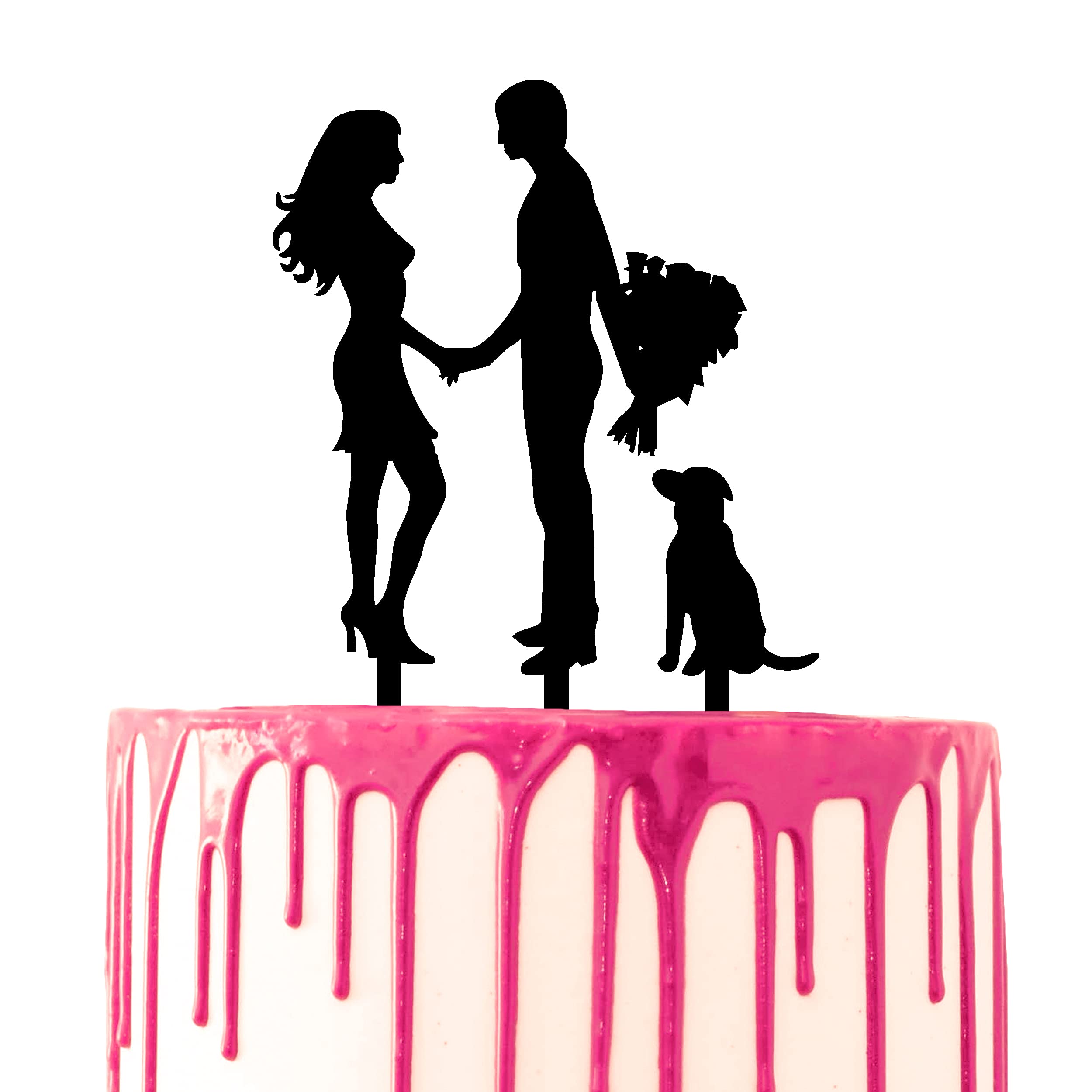 CARISPIBET Wedding cake topper Groom surprises Bride with Flower Bouquet marriage cake decorative party prop acrylic