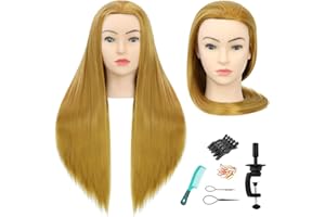 Sirydtm 26"-28" Long Hair Mannequin Head Synthetic Hair Mannequin Head for Styling Practice - with Free Clamp Holder for Braiding & Cosmetology Training (27# Light Brown)