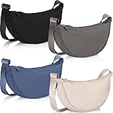 Dansydaisy 4 Pcs Nylon Crescent Crossbody Purses Bag for Women Men Half Moon Shape Sling Travel Bag Crescent Shoulder(Cold Colors)