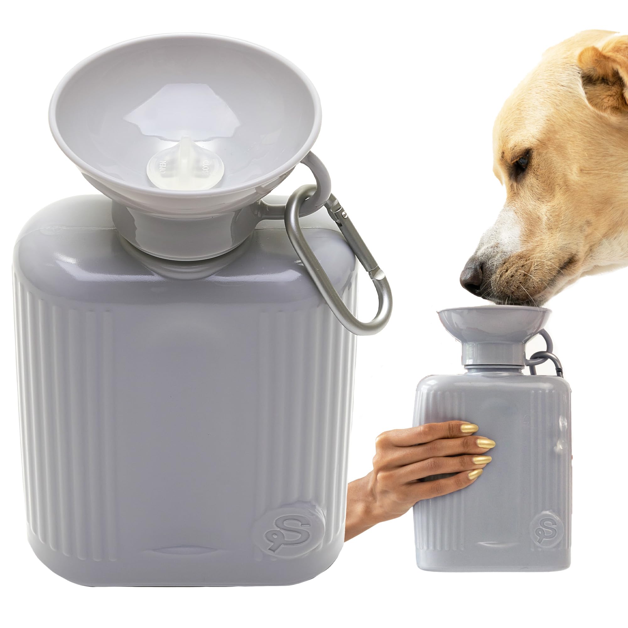 Springer Growler Travel Dog Water Bottle – 1250ml Large Dog Water Bottle with Patented Leak-Proof Design for Dog Walking, BPA-Free Materials (Grey)