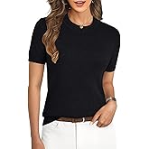 GKBK Women's Soft Short Sleeve Wool Blend Pullover Sweater for Business Casual & Fashion