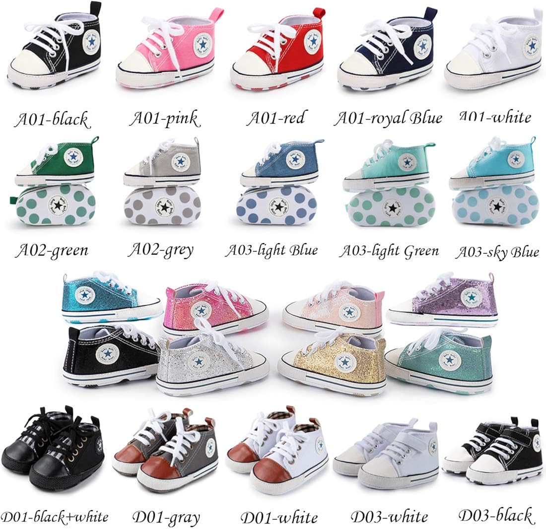  | Tutoo Unisex Baby Boys Girls Star High Top Sneaker Soft Anti-Slip Sole Newborn Infant First Walkers Canvas Denim Shoes | Sneakers