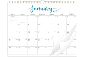 BUSHYPUSHY Calendar 2024 - Wall Calendar 2024, 12 Monthly 2024 Calendar, Jan.2024 - Dec.2024, 2024 Wall Calendar with Twin-Wire Binding, 14.7" x 11.4", Hanging Hook + Thick Paper + Julian Dates - Classic