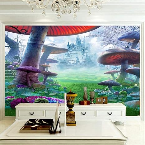Amazon Zclchq 3d壁画壁纸防水 ファンタジーきのこ 写真の壁紙和風3dカスタム大壁画レストラン背景ドロップ手塗りhd Size 250x175cm 壁紙