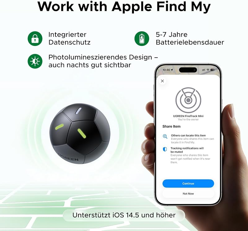 FineTrack 2 Fußball Tracker kompatibel mit Apple Find My (nur iOS)
