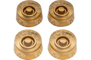 Musiclily Pro Inch USA LP Guitar Speed Knobs Fine 24-Spline Tone Volume Control Knobs for USA Les Paul CTS Pots Electric Guitar, Gold (Set of 4)
