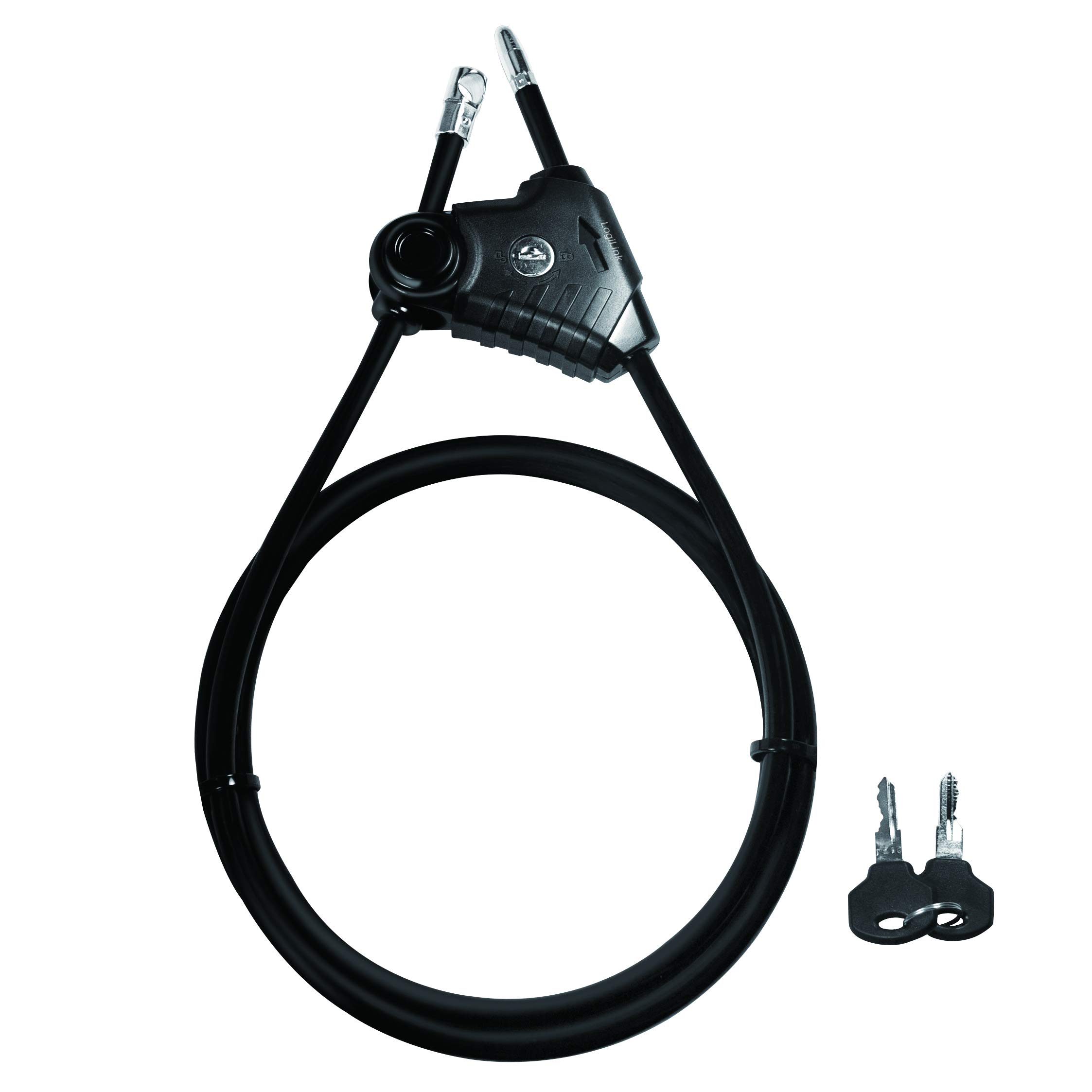 LogiLink SC0220 Double Loop Security Lock with 2 Keys Braided Steel Cable Adjustable for 1 or 2 Object(s)