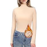 MS.ING Women's Mock Turtleneck Shirt Long Sleeve Fitted Thermal Shirts Basic Layer Tops