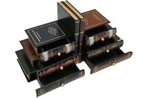mlida Bookends Library Fake Cool Books for Hidden Decoration Desk Decorative Book Ends Bookshelf Bookends (2 Pack, Brown, Woo