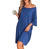 Ekouaer Plus Size Nightgowns for Women Bamboo Viscose Sleepshirts Short Sleeve Nightshirt Oversized Sleepwear Sleepdress
