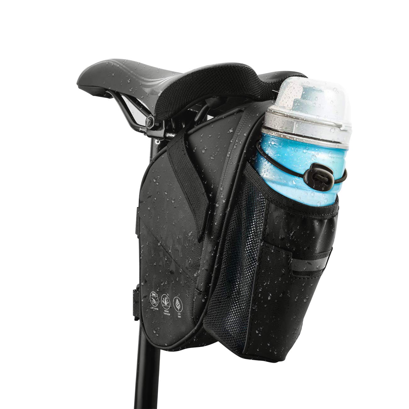 CCKOLE Saddle Bag - Waterproof Tear-Resistant MTB & Road Bike Bag with Water Bottle (1.5 L)