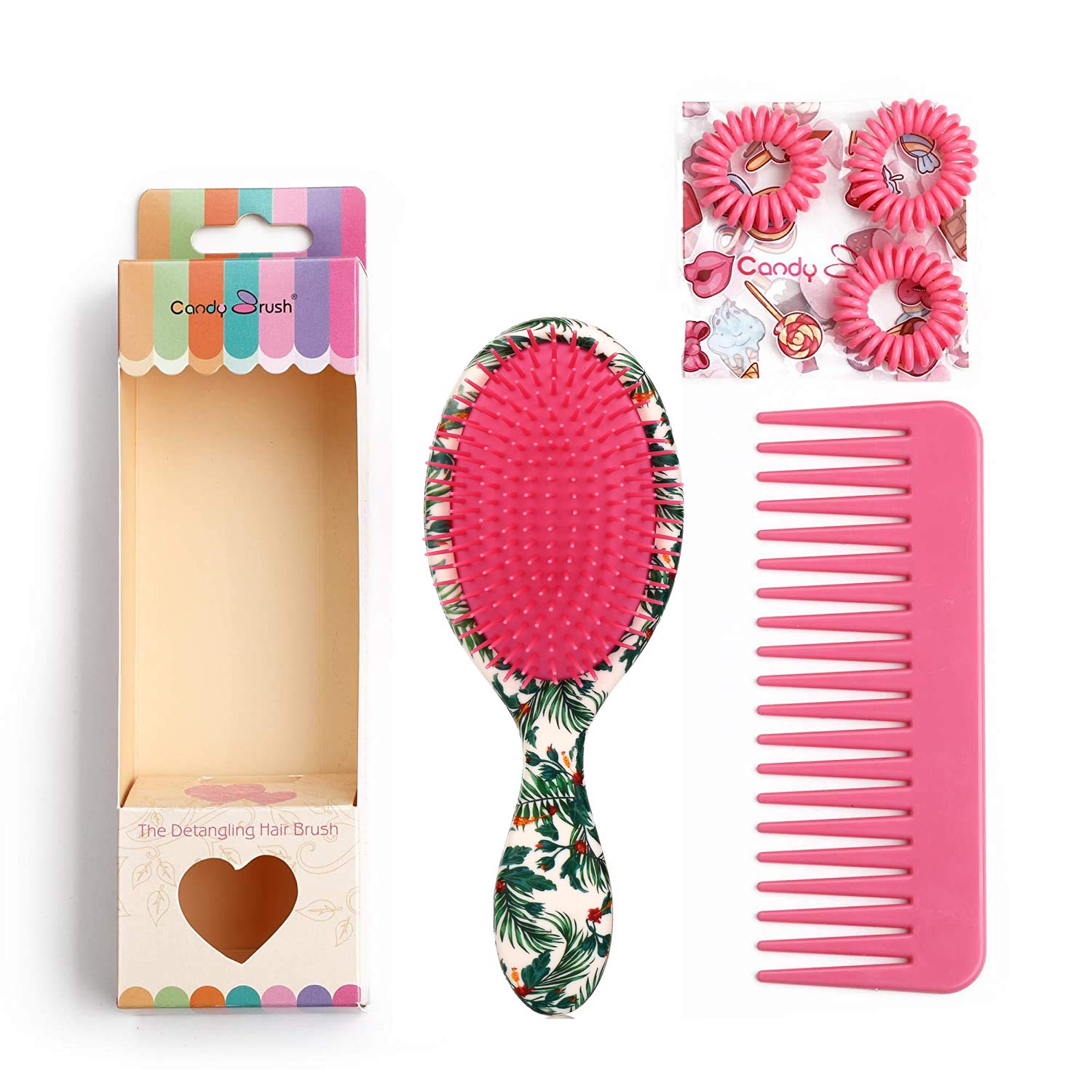 Candy Brush, Pro Detangle Hair Brush Set and Hair Comb,Ecofriendly Materials