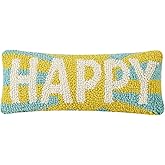 Peking Handicraft 30TG529C05OB Blown Filled Hook Throw Pillow, 12-inch Length, Wool and Cotton (Happy)