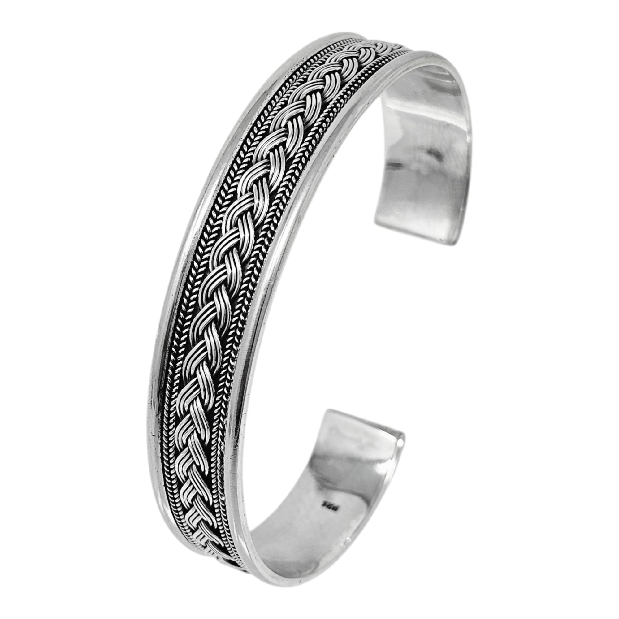 TreasureBay Iconic Solid Sterling Silver Bangle Bracelet For Men, Men's silver Bangle Solid Silver