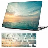 MonsDirect Compatible with MacBook Air 13 inch Case 2021 2020 2019 2018 M1 A2337 A2179 A1932 with Touch ID, Slim Hard Plastic Case & Keyboard Cover for Air 13.3 inch with Touch ID, Beautiful Sunset
