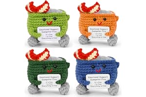 MEGELE Emotional Support Dumpster Fire Crochet Set - 4pc Funny Desk Accessories with Encouragement Cards | Stress Relief Gift for Coworkers, Bulk Employee Appreciation Gifts for Women Men