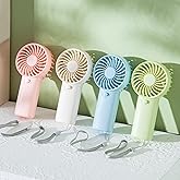 4 Pack Mini Portable Fan - 5'' AAA Battery Operated, Lightweight Handheld with 1 Speed & Lanyard - Quiet Personal Fan for Kids, Girls, Women & Men - Ideal for Office,Outdoor,Travel,Commute,Makeup