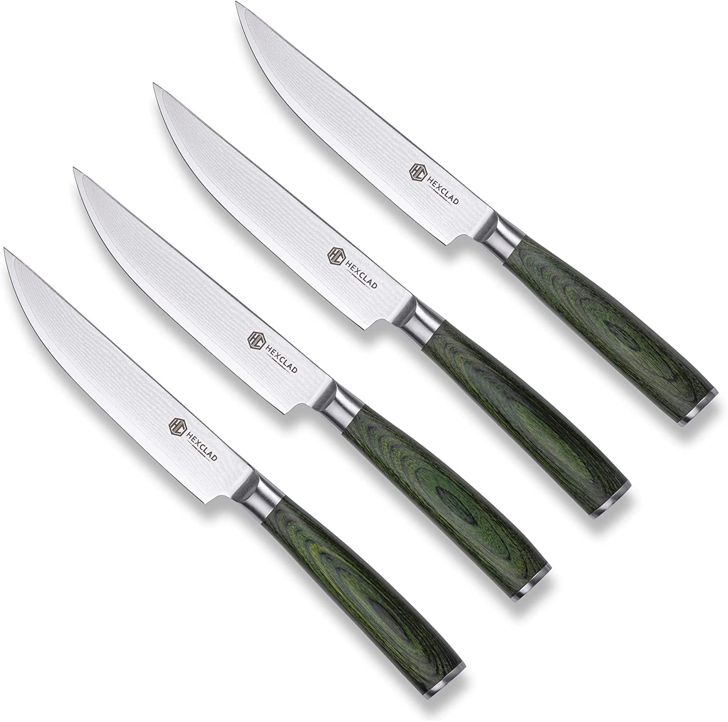 HexClad 4 Piece Steak Knife Set Premium Full Tang Japanese Damascus
