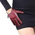 DooWay Women's Short Real Leather Driving Gloves Touchscreen Imported Goatskin Leather Tassel Zipper Winter Warm Gloves
