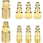8 Pack 1/4 NPT Air Hose Fittings, Quick Connect Compressor Coupler Kit | Universal Industrial Plug Kit, Pneumatic Connectors, Automotive Repair, 300 PSI, for M or D type fittings