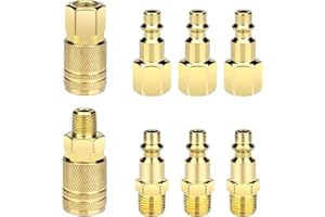 SOKOSEY 8 Pack Air Hose Fittings 1/4-Inch NPT Quick Connect Air Compressor Fittings, Universal Air Coupler and Industrial Plug Kit (8)
