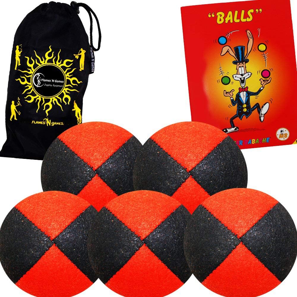 Flames ‘N Games 5x Pro Thud Juggling Balls Quality SUEDE Feel