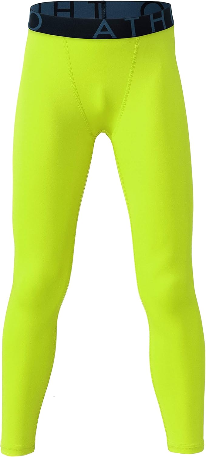 ATHLIO 1 or 2 Pack Boy's UPF 50+ Compression Pants Baselayer, Cool Dry Active Running Tights, 4-Way Stretch Workout Leggings: Clothing