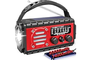 AIVICA 20000mah Emergency Radio, SW/NOAA/AM/FM Weather Radio, Solar Powered Hand Crank Charger with Big Battery Powered, Portable, Cellphone Charge, SOS, Flashlight for Emergency/Home