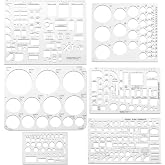 6pcs Circle Templates for Drafting Flexible Circle Stencils with Geometric Shapes 6 Sizes Plastic Measuring Rulers for Drawing Office, School, Architecture and Building Formwork