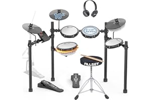 ALLSET Groove Electric Drum Kit - 8" Double Layer Mesh Pads | 210+ Sounds | Full Size Kit/ 10" Cymbal & Rock Solid Pedals | Silent Practice | Compact foldable Design| Ideal for Kids & Adults