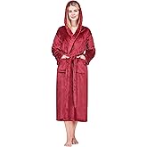 PAVILIA Women Robe with Hood, Fleece Fluffy Soft Long Hooded Robe, Plush Fuzzy Cozy Warm Bathrobe Shower Spa