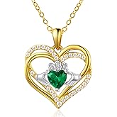 F4DEDAN Sterling Silver Necklace for Women Celtic Knot Irish Necklace Love Heart Pendant Valentine's Day Jewelry Romantic Gifts