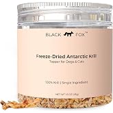 BLACK FOX Freeze-Dried Antarctic Krill Dog Treats &amp; Cat Treats | Freeze-Dried Cat Food Topper &amp; Dog Food Topper | 1.5oz | Single Ingredient, Grain-Free, Human Grade | Omega-3, Astaxanthin | Joint Care